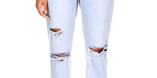 Calça jeans feminina Sanctuary Flashback Cotton perna larga rasgada azul tamanho 30