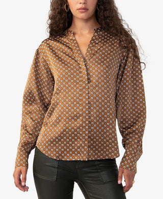 Blusa Feminina Sanctuary Estampada Moderna Marrom Tamanho Grande