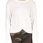 Blusa de malha com nó frontal feminina Sanctuary, branca, tamanho grande