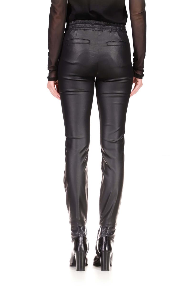 Calça feminina Sanctuary Hayden com amarração na cintura e couro sintético, preta, tamanho médio