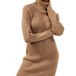 Vestido curto feminino Katerina com gola alta e manga comprida, marrom, tamanho médio, da French Connection
