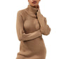 Vestido curto feminino Katerina com gola alta e manga comprida, marrom, tamanho médio, da French Connection