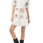 Vestido curto bordado French Connection feminino de algodão Biton, branco, tamanho 6