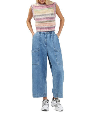 French Connection Feminino Kasper Space Dye Listrado Suéter Colete Rosa Tamanho Grande