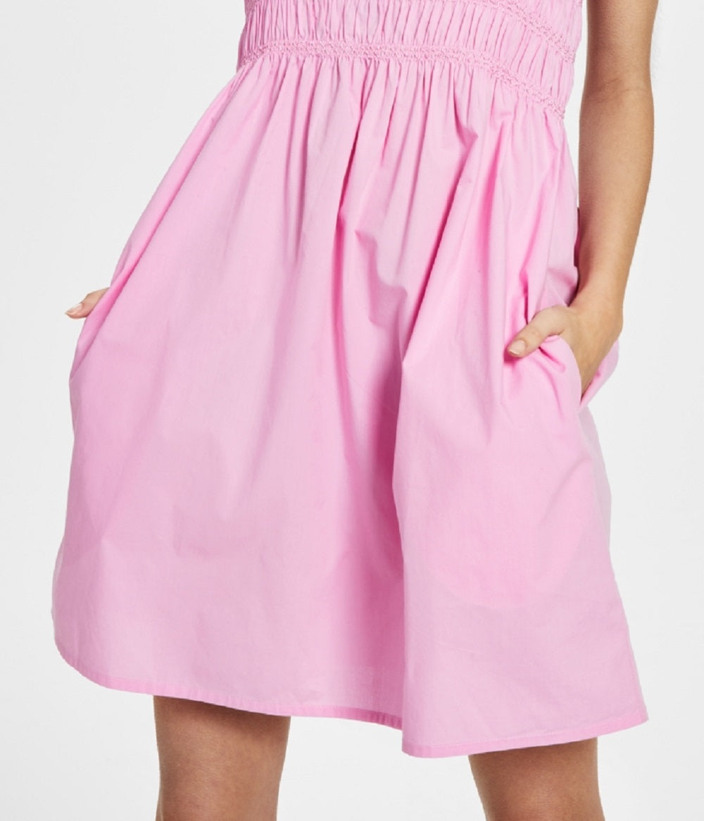 Minivestido de popeline de algodão orgânico feminino French Connection, rosa, tamanho 8