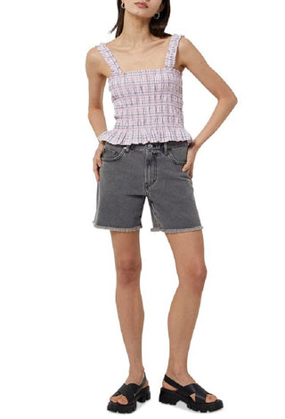 Regata feminina French Connection Yaki Check Smocked Rosa Tamanho 4