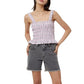 Regata feminina French Connection Yaki Check Smocked Rosa Tamanho 4