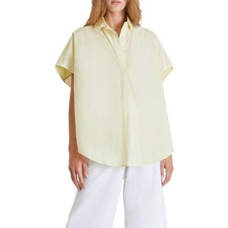 Blusa feminina de manga curta e estampada French Connection, amarela, tamanho X-S
