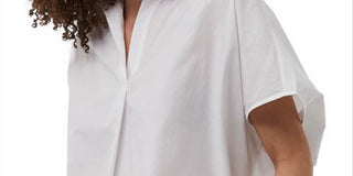 Blusa feminina de algodão Cele Rhodes da French Connection, branca, tamanho X-S