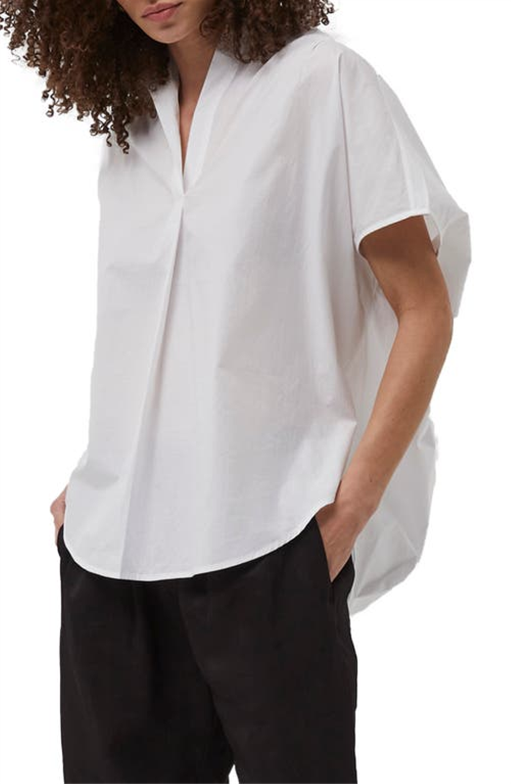 Blusa feminina de algodão Cele Rhodes da French Connection, branca, tamanho grande
