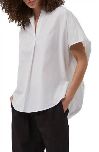 Blusa feminina de algodão Cele Rhodes da French Connection, branca, tamanho grande