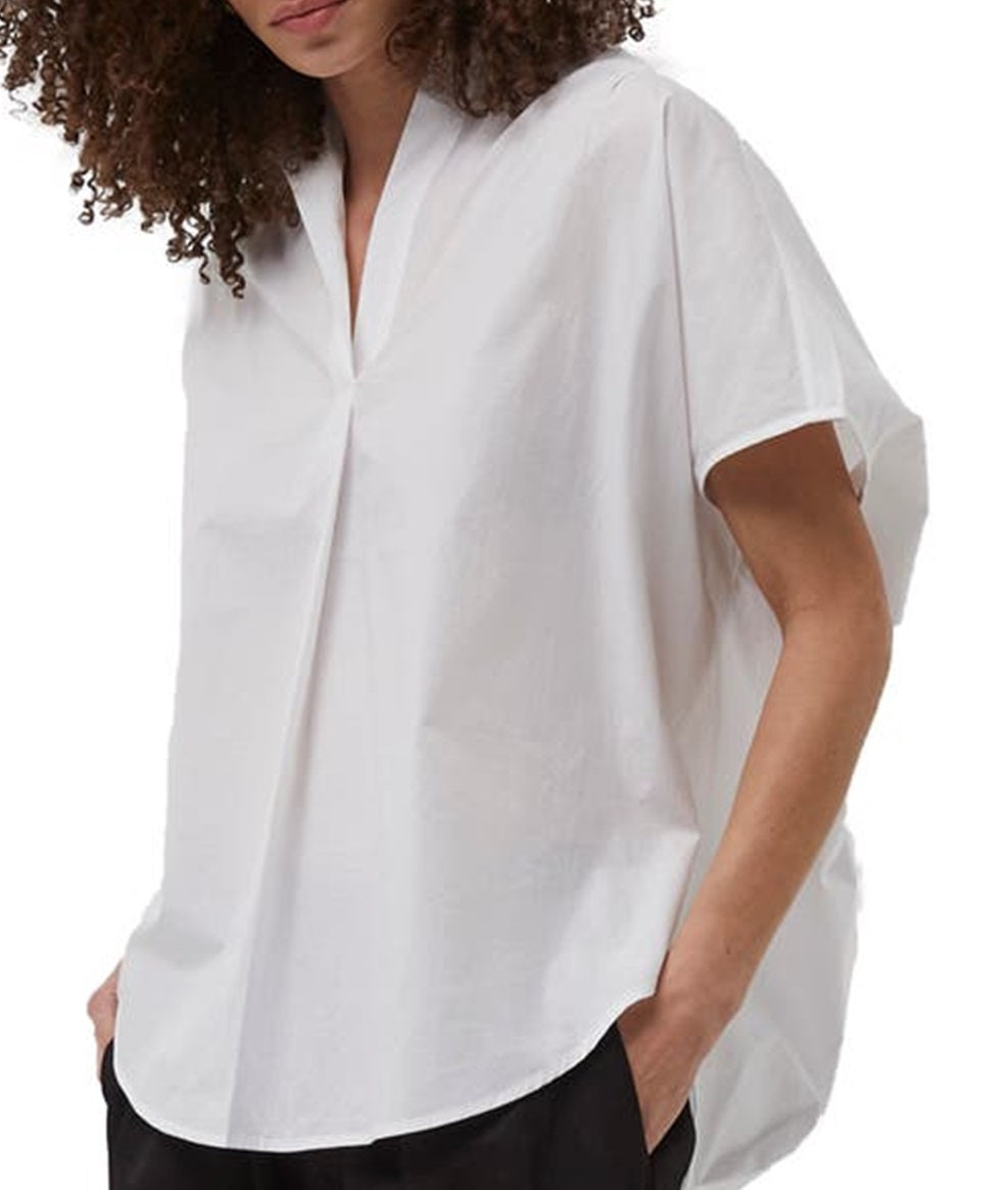 Blusa feminina de algodão Cele Rhodes da French Connection, branca, tamanho grande