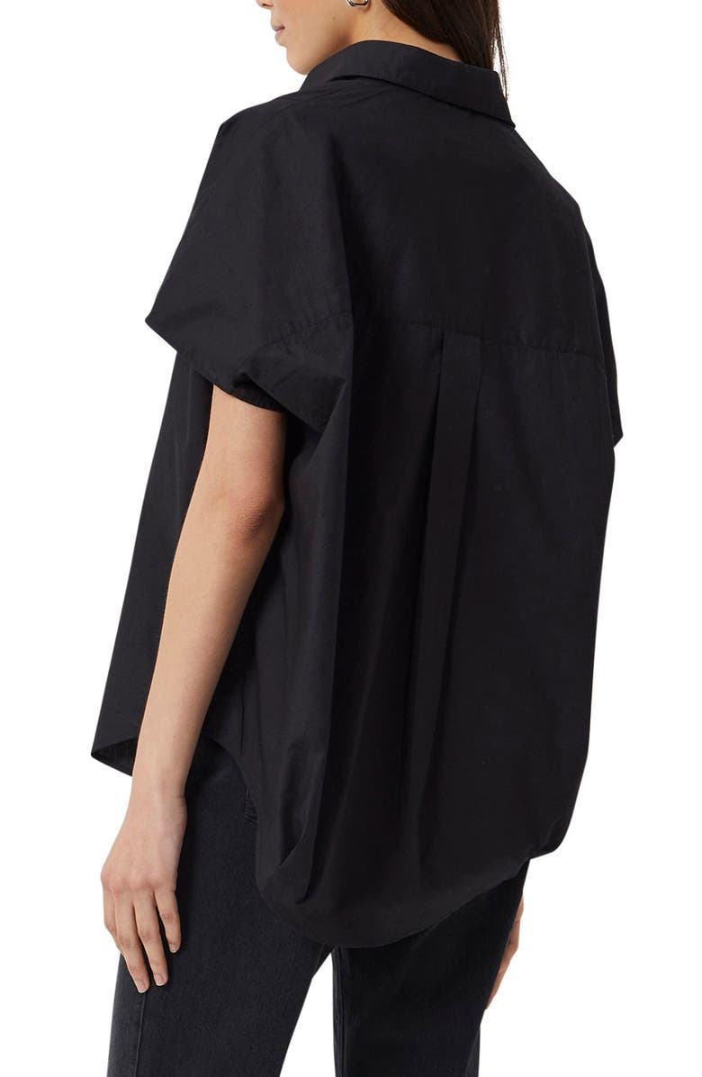 Blusa feminina de algodão Cele Rhodes da French Connection, preta, tamanho pequeno