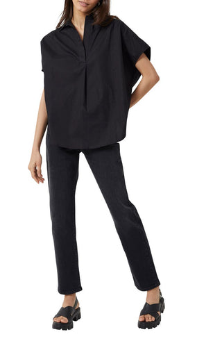 Blusa feminina de algodão Cele Rhodes da French Connection, preta, tamanho pequeno