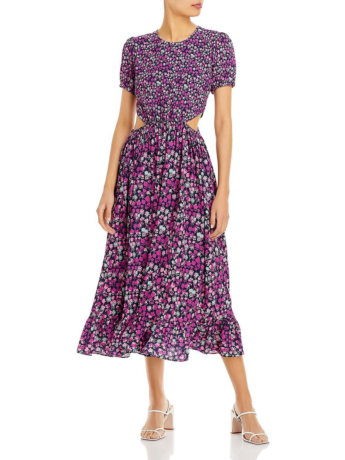 Vestido midi com recorte floral feminino French Connection, roxo, tamanho 4