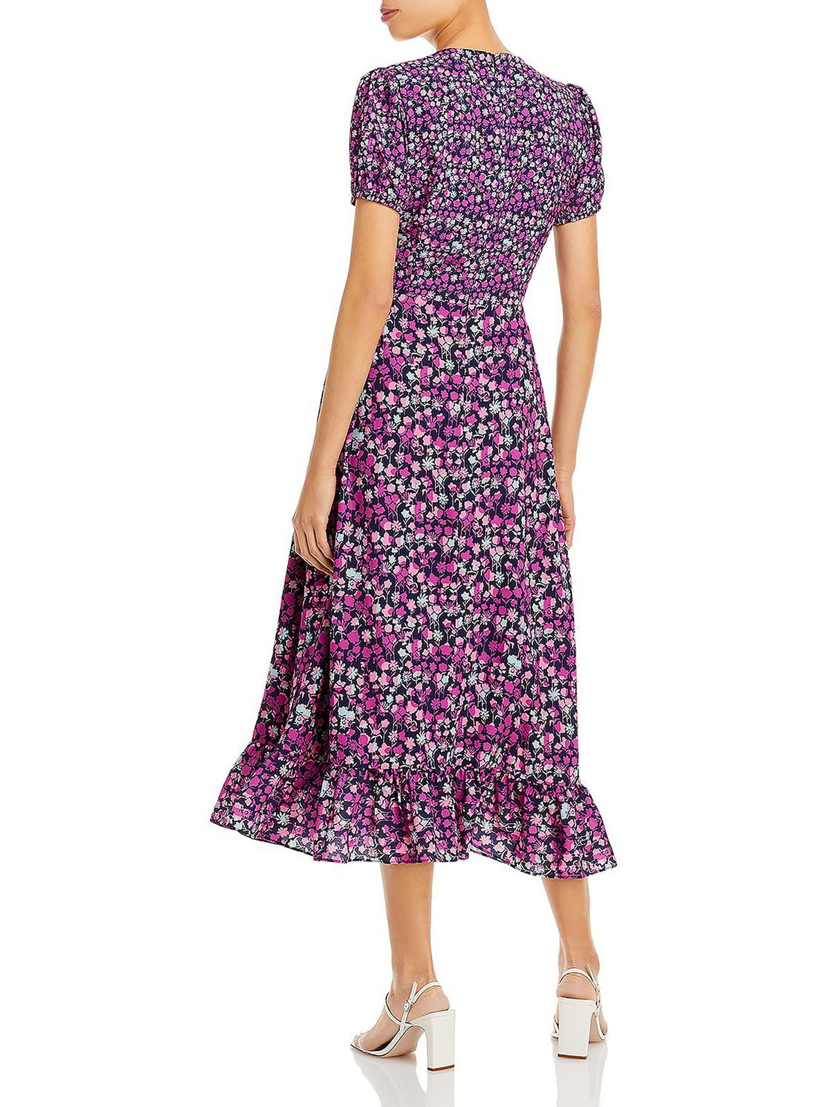 Vestido midi com recorte floral feminino French Connection, roxo, tamanho 4