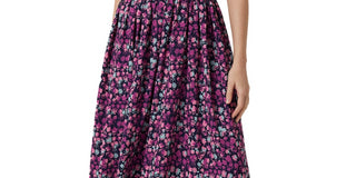 Vestido midi com recorte estampado feminino French Connection, roxo, tamanho 10