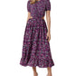 Vestido midi com recorte estampado feminino French Connection, roxo, tamanho 0