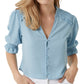 Blusa curta de crepe feminina French Connection azul tamanho 10