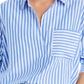 Camisa feminina French Connection com listras grossas e ajuste relaxado, azul, tamanho P