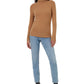Blusa feminina de gola alta e manga comprida French Connection, marrom, tamanho médio