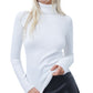 Blusa feminina de gola alta e manga comprida French Connection, branca, tamanho médio