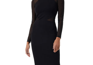 Vestido tubinho de malha com painel e manga comprida French Connection Viven, preto, tamanho 10