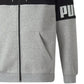 Moletom com capuz Puma Colorblocked Logo Fleece Masculino Cinza Tamanho Grande