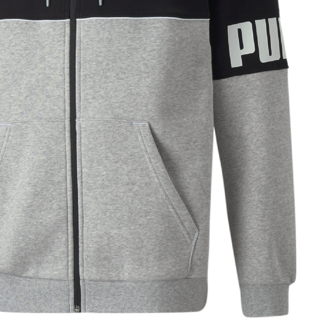 Moletom com capuz Puma Colorblocked Logo Fleece Masculino Cinza Tamanho Grande