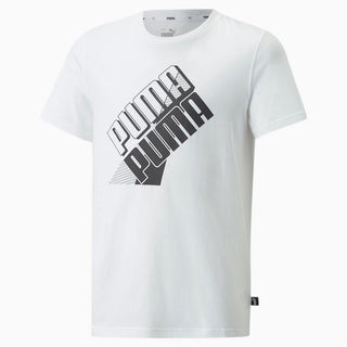 Camiseta Puma Power Logo Graphic Manga Curta Masculina Branca Tamanho Médio