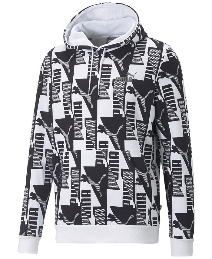 Moletom com capuz Puma masculino com estampa gráfica e logotipo Allover, branco, tamanho grande