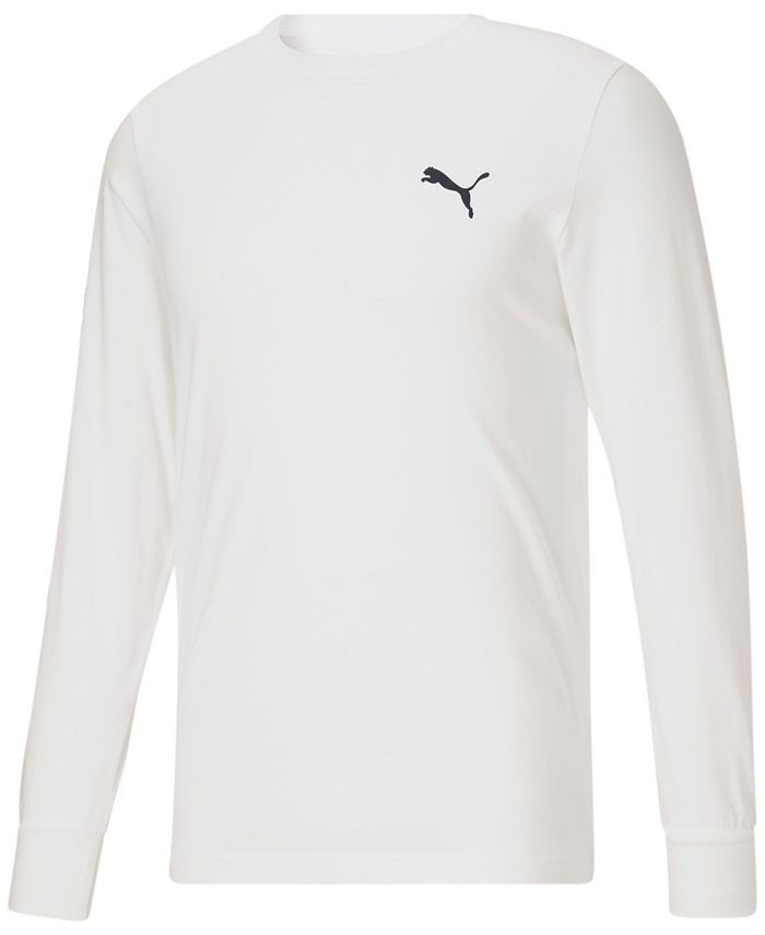 Camiseta Puma Masculina Manga Longa Logo Branca Tamanho Médio
