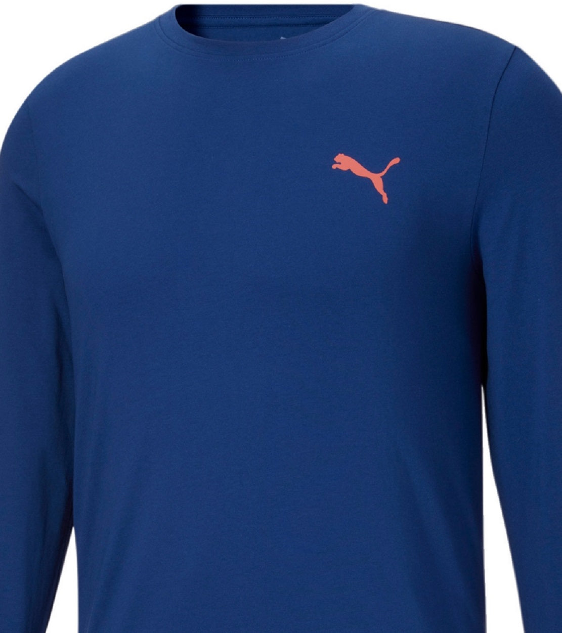 Camiseta Puma Masculina Manga Longa Logo Azul Tamanho P