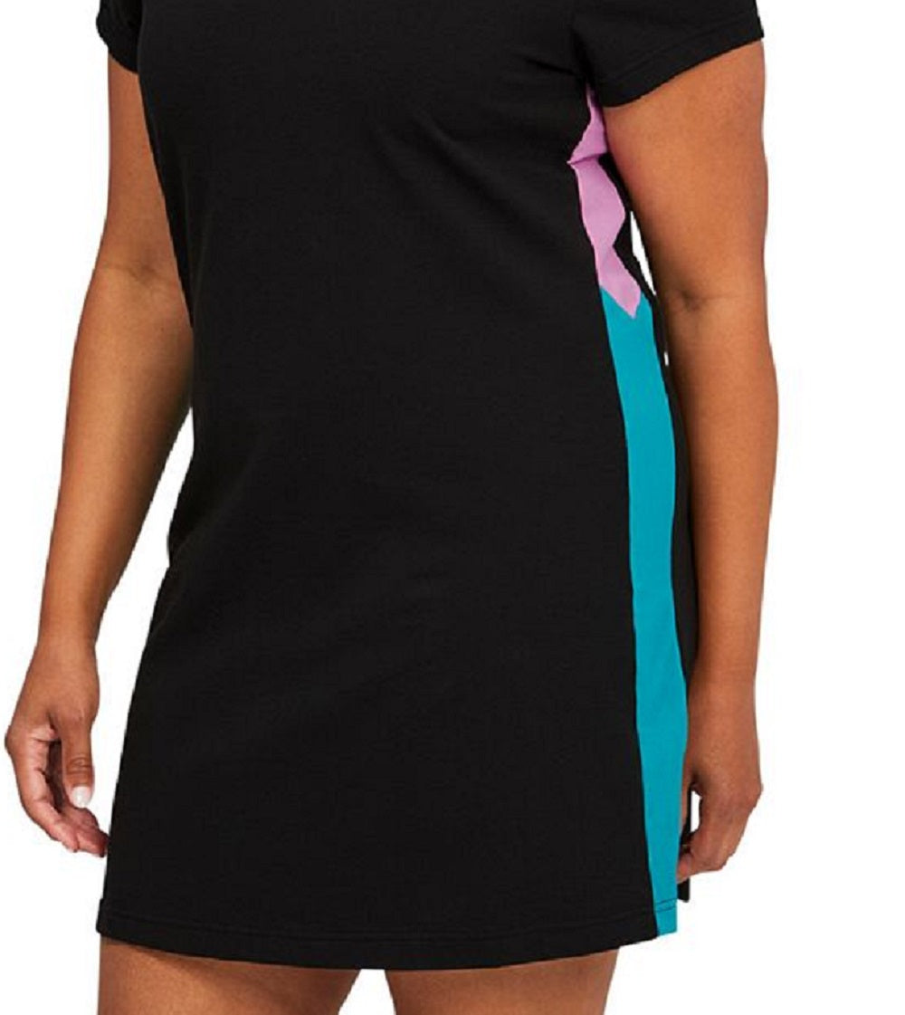 Vestido curto Puma feminino Lava Colorblocked com decote redondo, preto, tamanho 2X