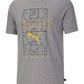 Camiseta Puma Basketball Court Graphic de manga curta e gola redonda, tamanho grande, cinza