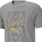 Camiseta Puma Basketball Court Graphic de manga curta e gola redonda, tamanho grande, cinza