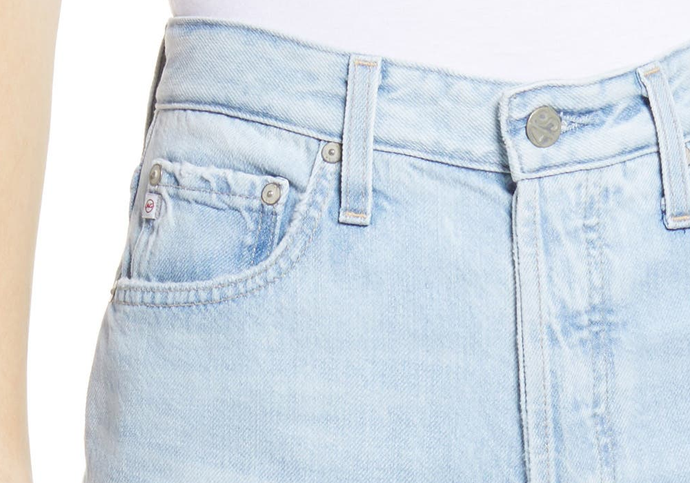 Calça jeans feminina Ag Knoxx rasgada, cintura alta, tamanho 30 - Azul Azul Tamanho 30 ---