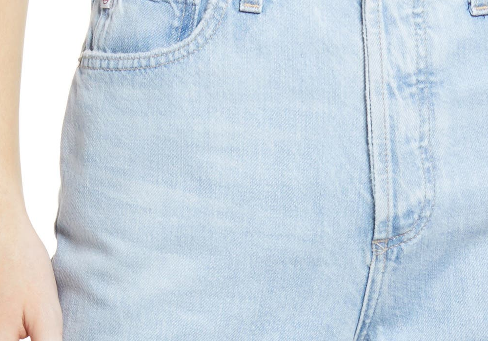 Calça jeans feminina Ag Knoxx rasgada, cintura alta, tamanho 30 - Azul Azul Tamanho 30 ---