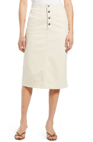 Saia jeans feminina Ag Selina com botões e botões, bege, tamanho 29