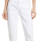 Calça jeans AG Ex-Boyfriend Slouchy Slim Crop, base branca de 1 ano, tamanho 25