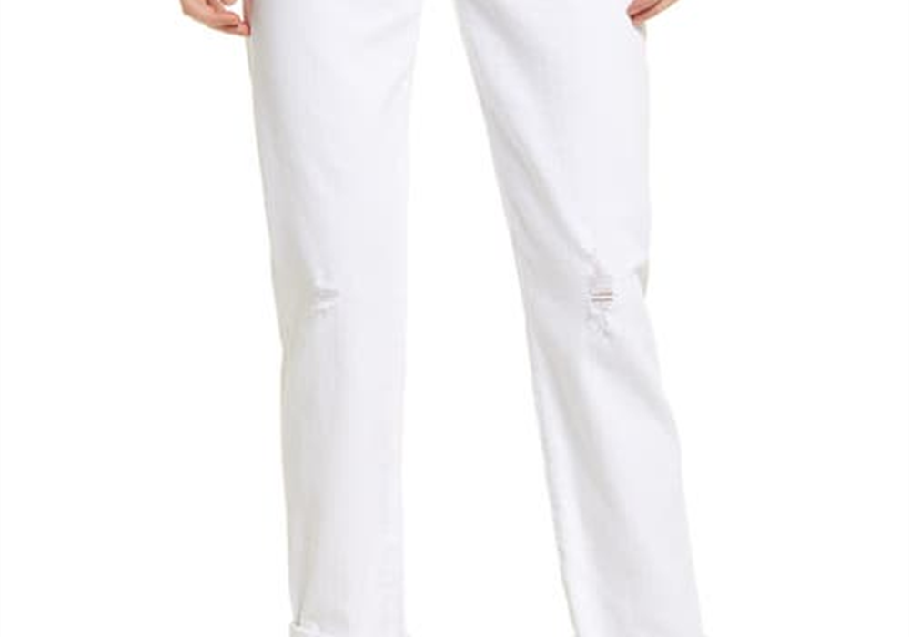 Calça jeans AG Ex-Boyfriend Slouchy Slim Crop, base branca de 1 ano, tamanho 25