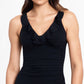 Top tankini feminino Ralph Lauren Beach Club com babados e aro, preto, tamanho 10