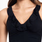 Top tankini feminino Ralph Lauren Beach Club com babados e aro, preto, tamanho 10