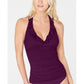 Top tankini Ralph Lauren feminino Eggplant Beach Club com babados e alças finas, rosa, tamanho 12