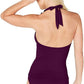 Top tankini Ralph Lauren feminino Eggplant Beach Club com babados e alças finas, rosa, tamanho 12