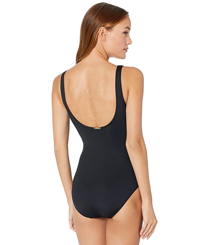 Ralph Lauren Beach Club Feminino Twist Over The Shoulder Underwire One Piece Preto Tamanho 14