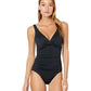 Ralph Lauren Beach Club Feminino Twist Over The Shoulder Underwire One Piece Preto Tamanho 14
