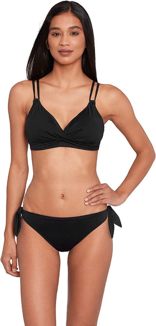 Sutiã Ralph Lauren Beach Club Feminino com aro duplo e alças duplas, preto, tamanho 4