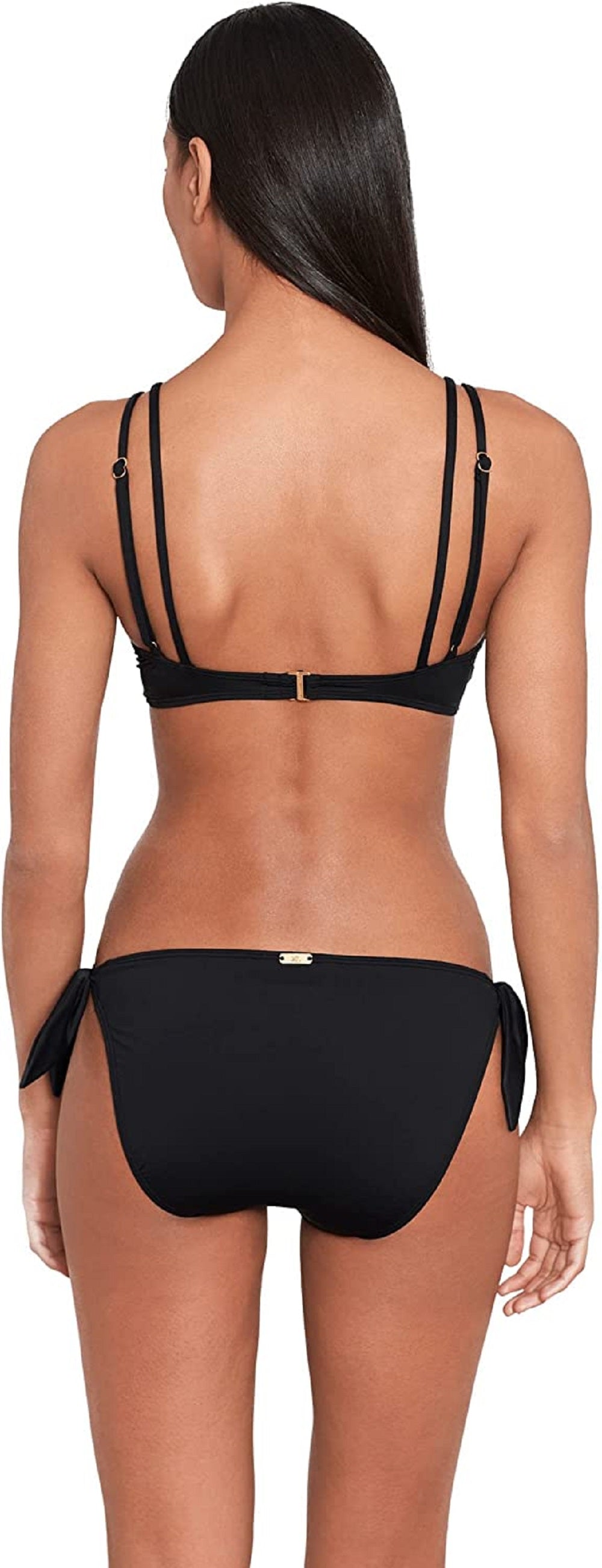 Sutiã Ralph Lauren Beach Club Feminino com aro duplo e alças duplas, preto, tamanho 4