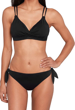 Sutiã Ralph Lauren Beach Club Feminino com aro duplo e alças duplas, preto, tamanho 4